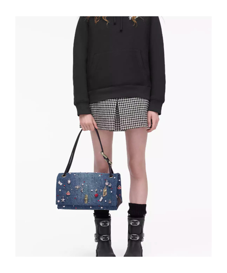 Marc Jacobs The Trinket Charm Denim Large Dual Bag In Blue