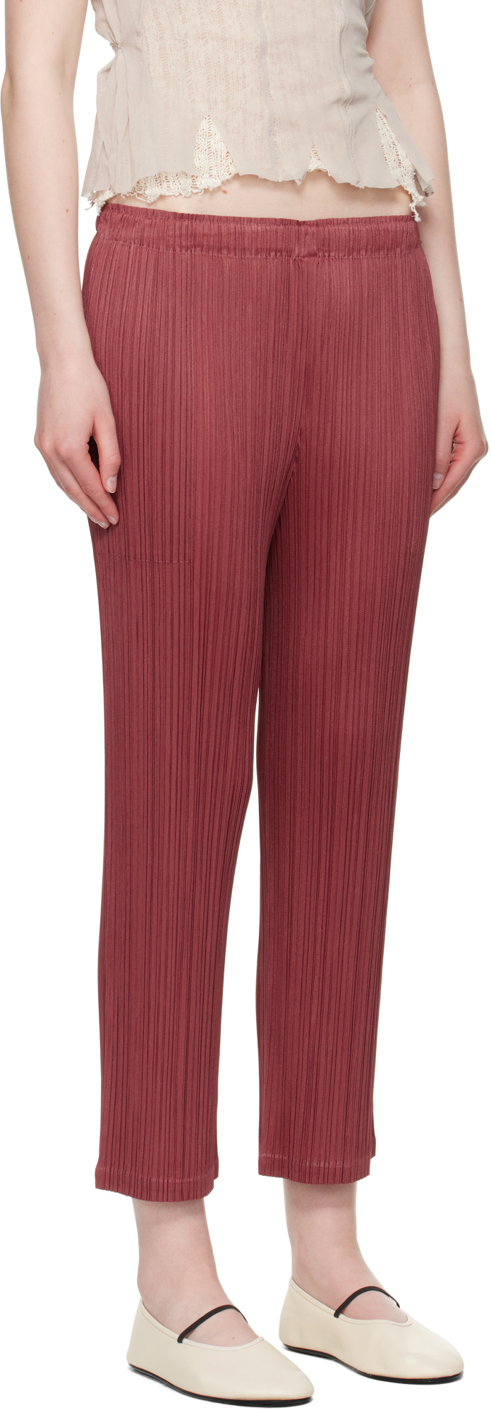 Issey Miyake Burgundy Monthly Colors May Trousers In Brown
