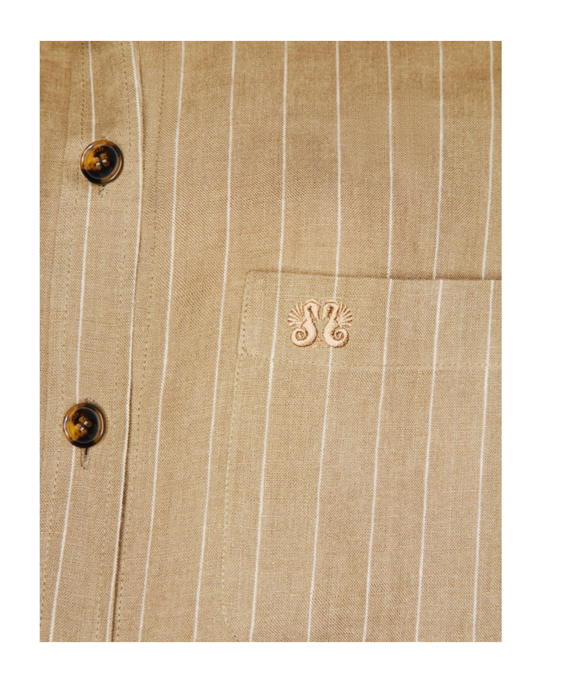 Shop Blazé Milano Pinstriped Beige Linen Shirt