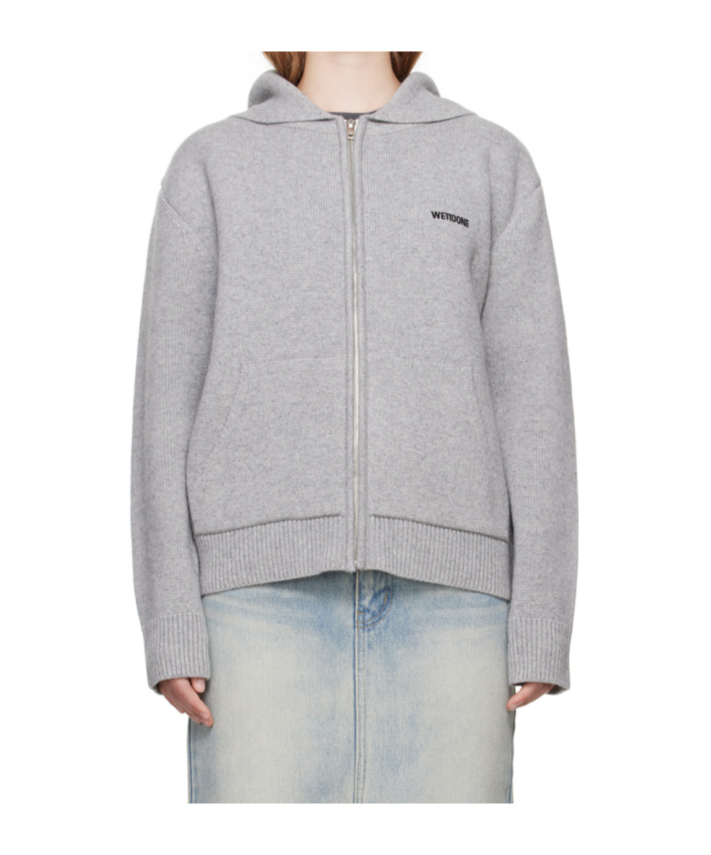 We11 Done Embroidery Logo Hooded Hooded Hoodie In Gray