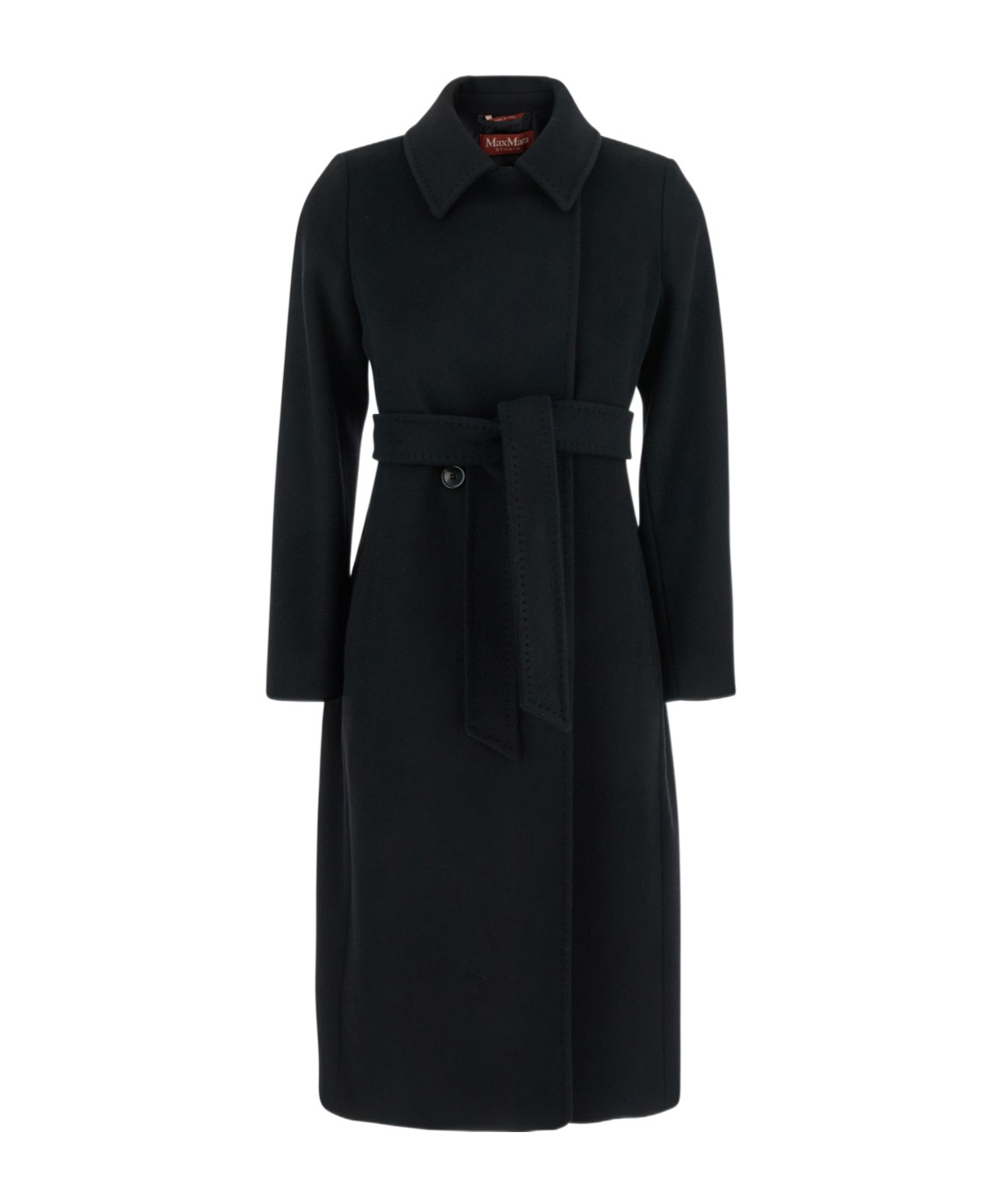 Max Mara Lapel Long-sleeved Coat In Black