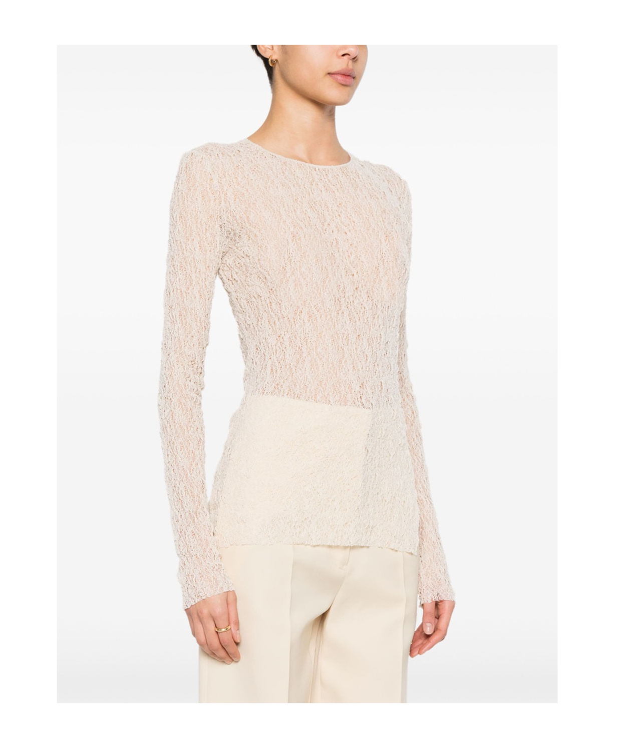 Uma Wang Teresa Round Neck Long Sleeves By  In White