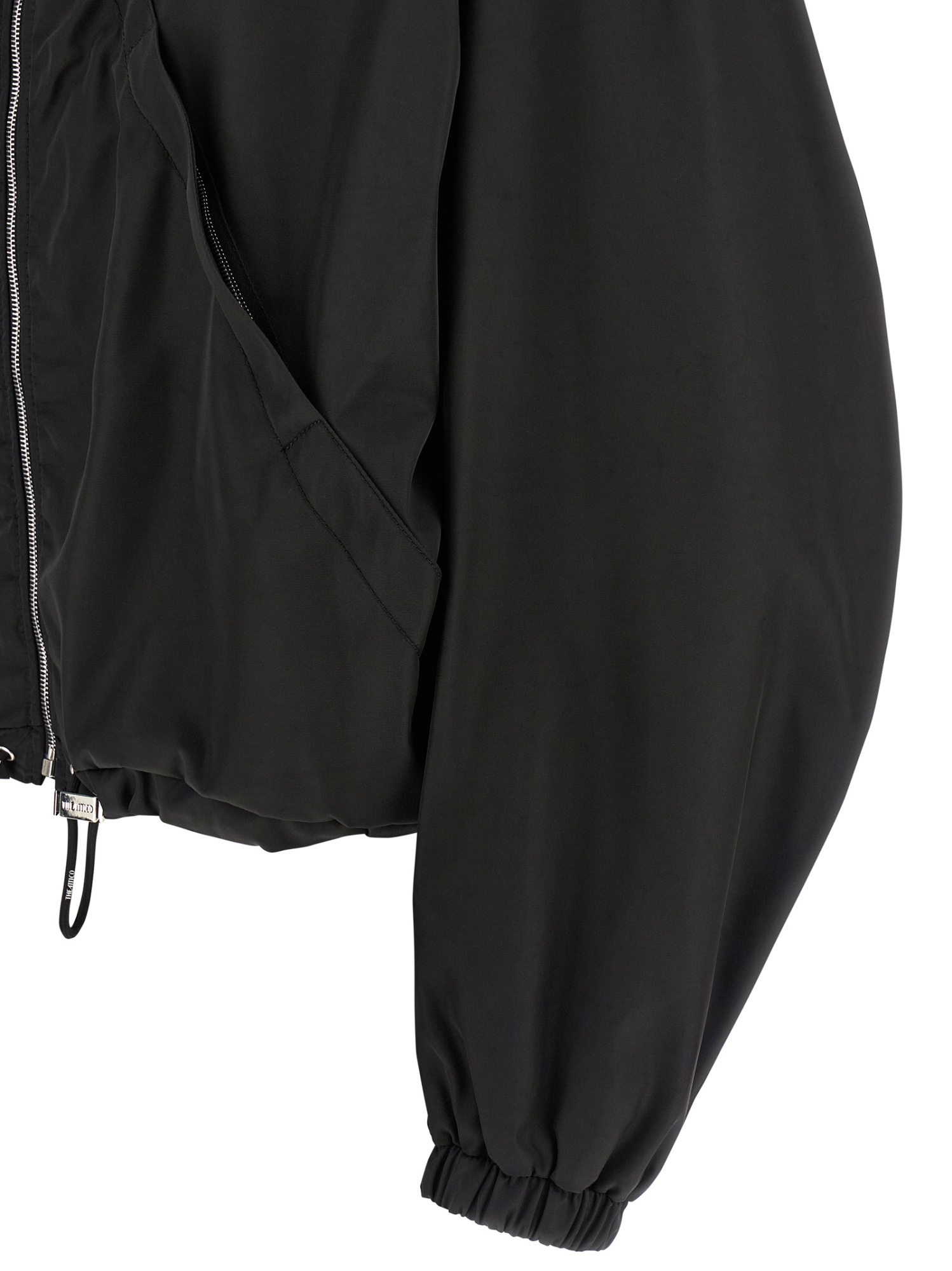 Attico Oversized Black Hooded Bomber Jacket In Black