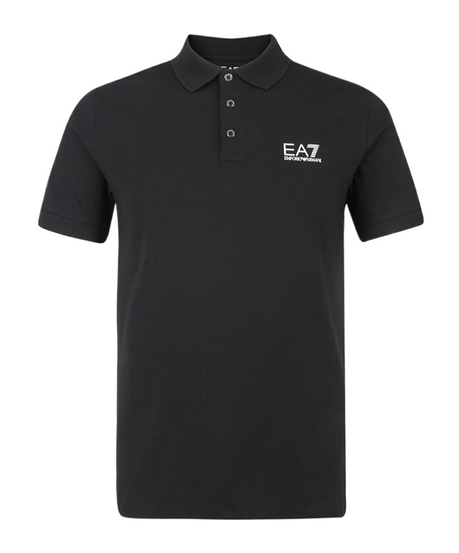 Ea7 Lapel Short-sleeved Polo Shirt In Black