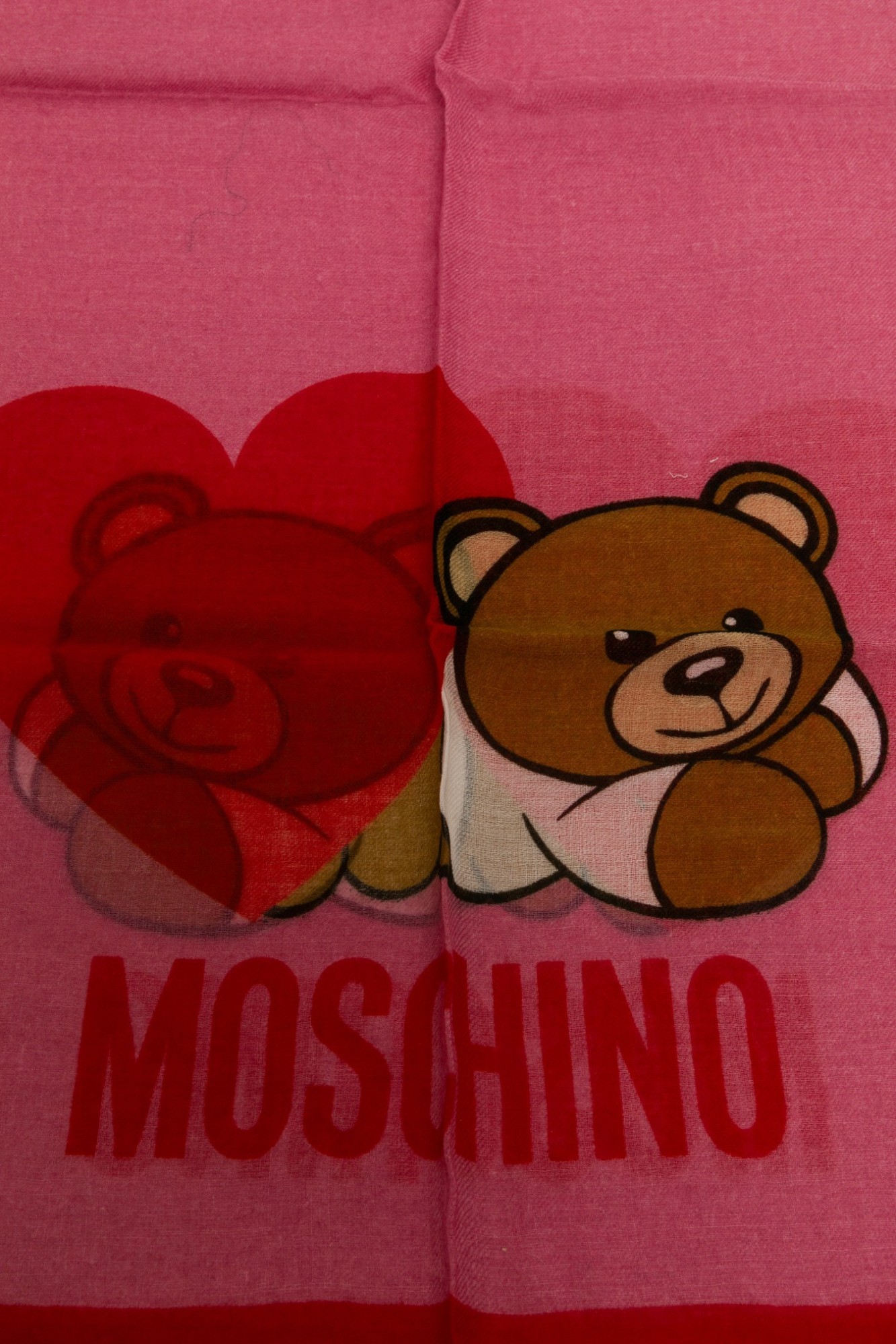 Moschino Teddy Bear Printed Scarf In Red