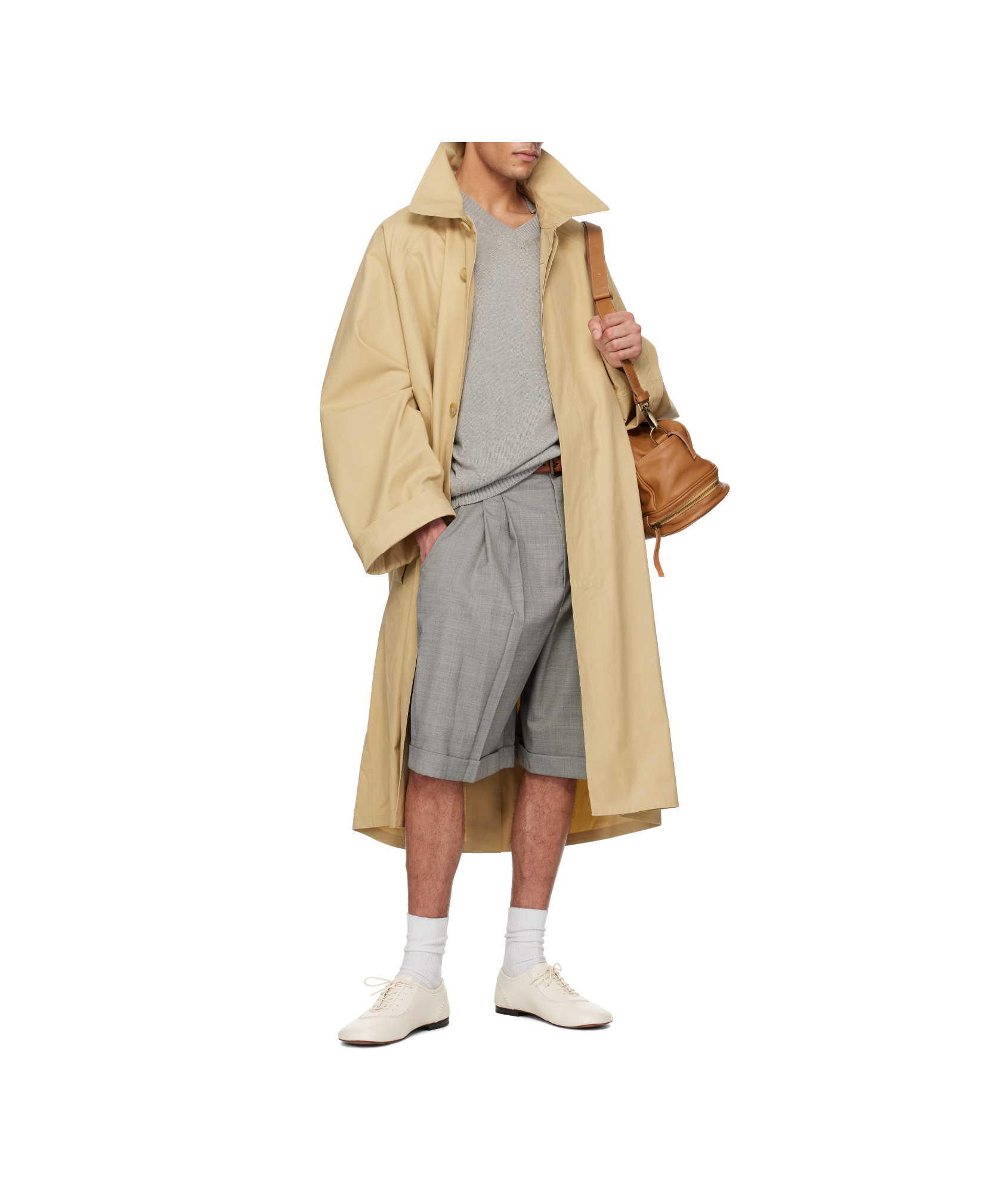 Hed Mayner Gray Pleated Shorts In Grey