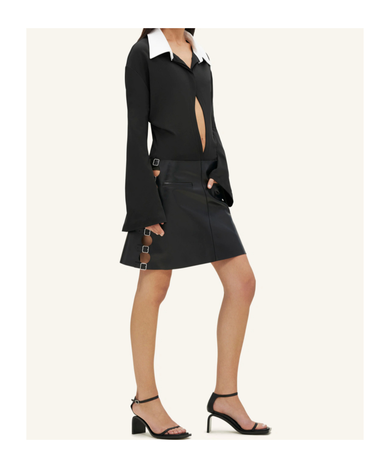 Courrèges Spread-collar Buttoned Jumpsuit In Black