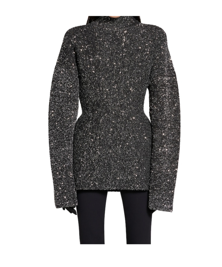Balenciaga Paillette Engineered Hourglass Top In Silver