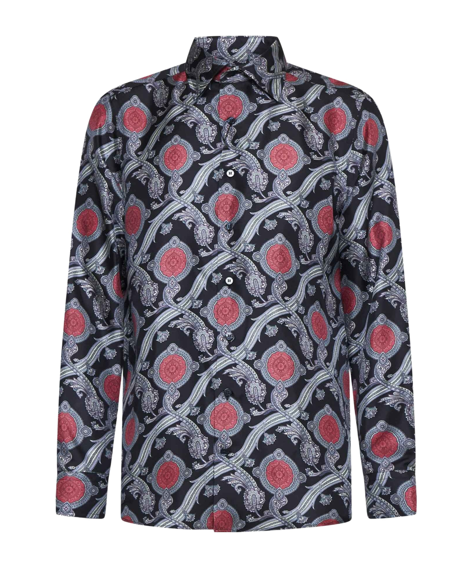 Etro Medallion Print Silk Shirt In Black
