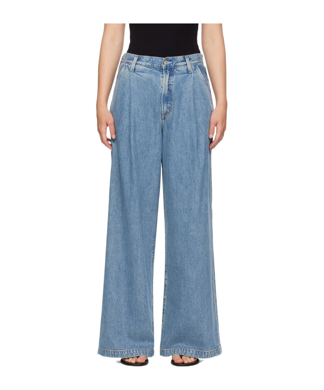 Agolde Five Pocket Denim Trousers In Blue