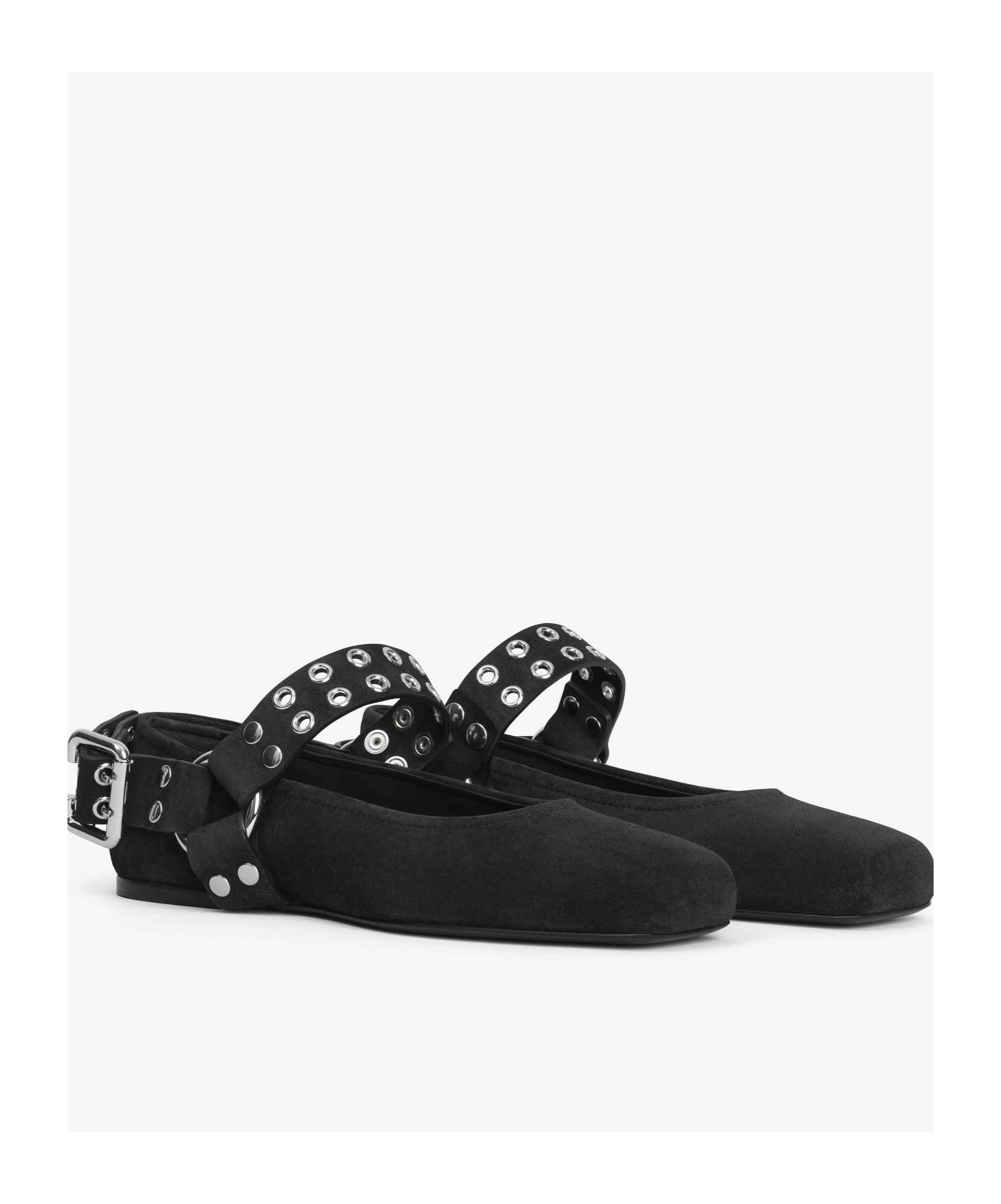 ALAÏA BIKER BALLET FLATS IN SUEDE