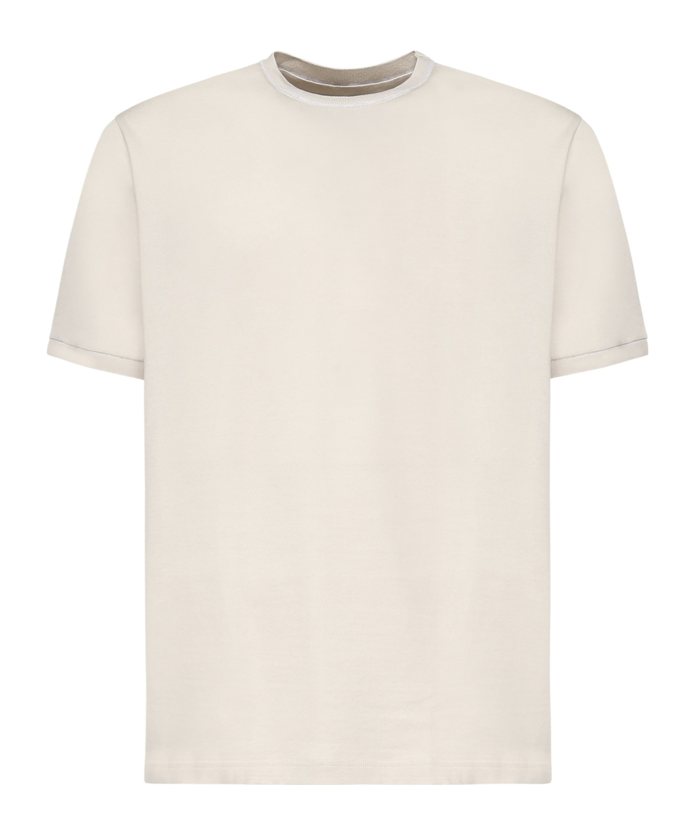 Eleventy Mens Sand And Lt. Gray Double-layered Crewneck Cotton T-shirt Xxl In Neutral