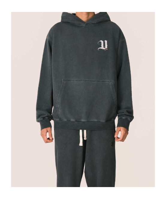 Vision Of Super Stone Wash Black Hoodie With Angel Print In Multi