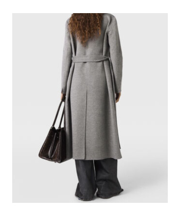 Stella Mccartney Belted Double Face Wool Wrap Coat In Gray