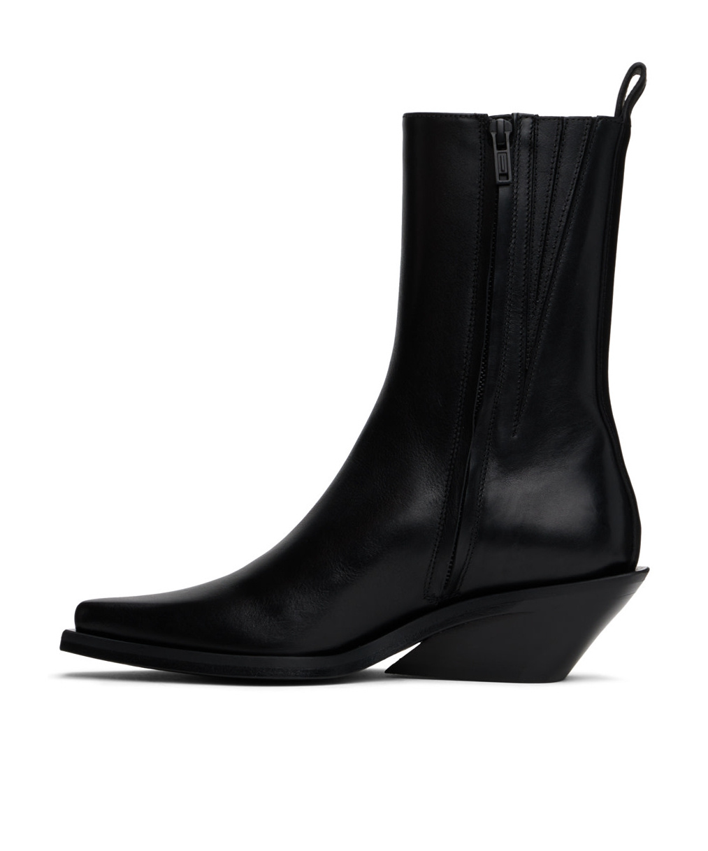 Ann Demeulemeester Pointed Square Toed Short Boots In Black