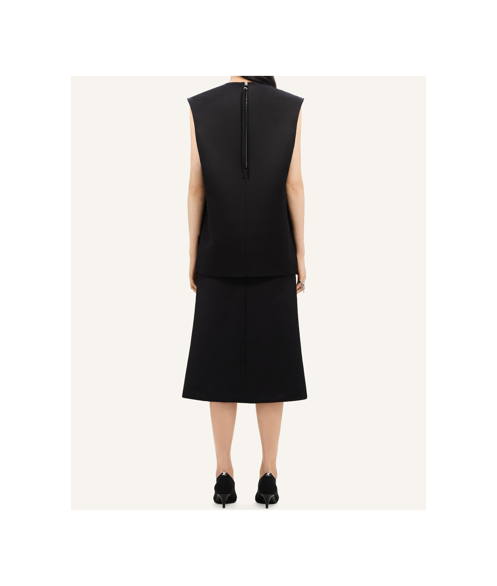 Shop Courrèges Zip-detail Satin Midi Skirt In Black