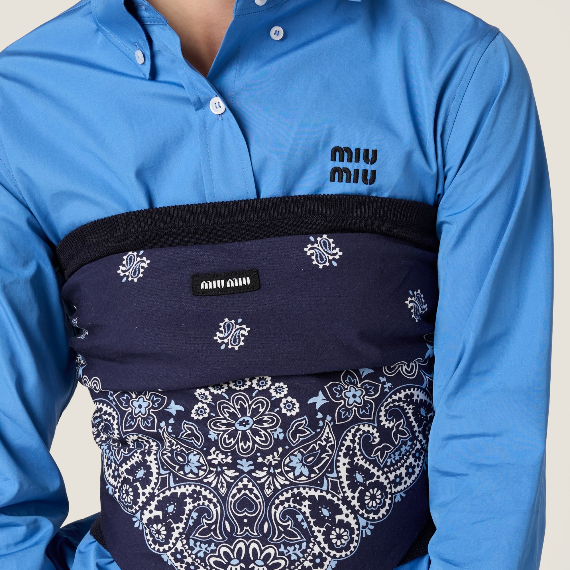 Miu Miu Printed Top In Popeline Cotton