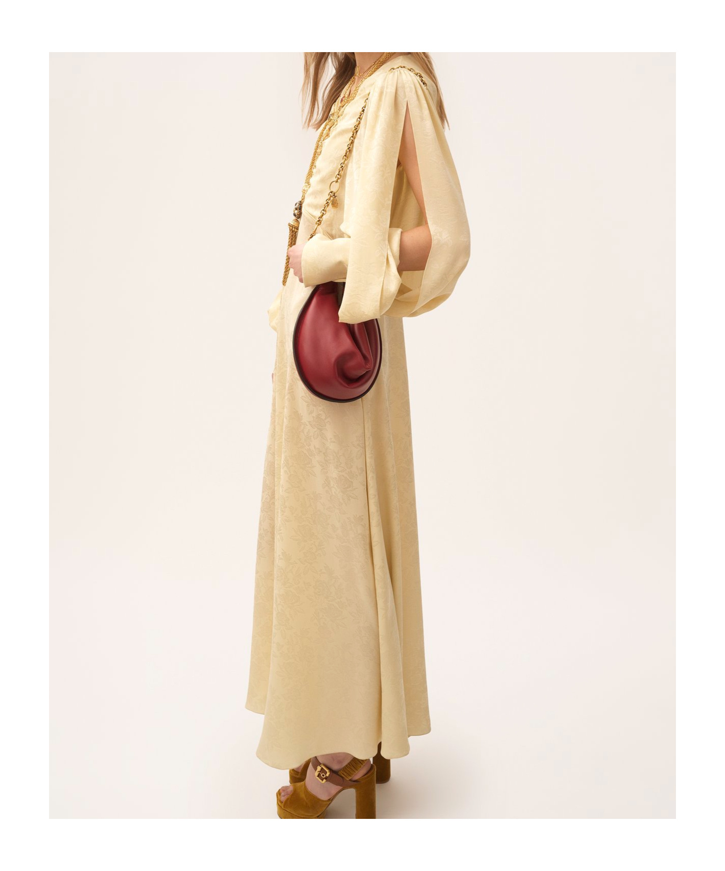 Chloé Pintucked Silk Crepe De Chine Midi Dress In Gray