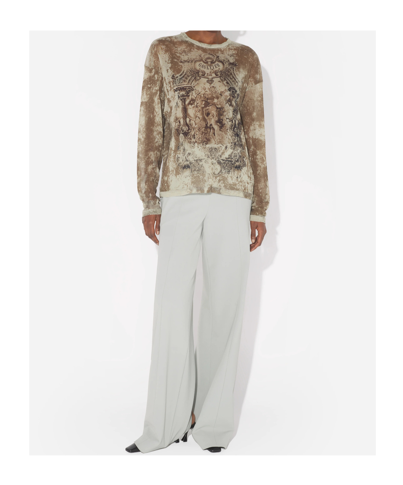 Jean Paul Gaultier The Oversized Beige Médaillon Top In Brown