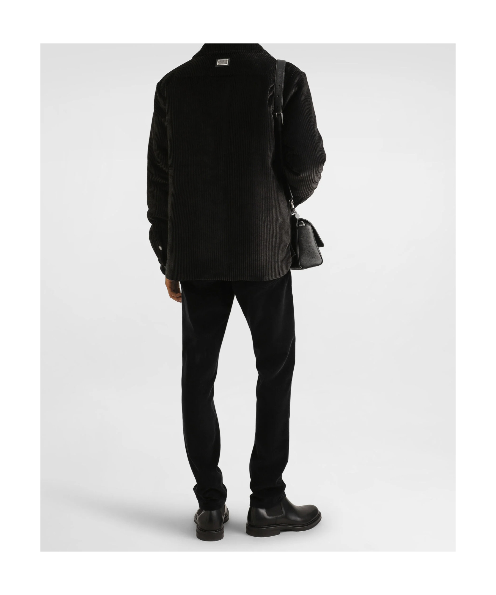 Dolce & Gabbana Micro Rib Velvet Shirt Shirts Black In Black