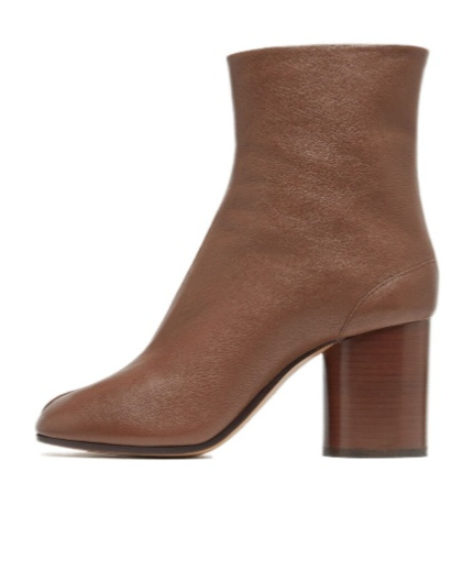 Maison Margiela Tabi High Heels Ankle Boots In Brown Leather In Brown