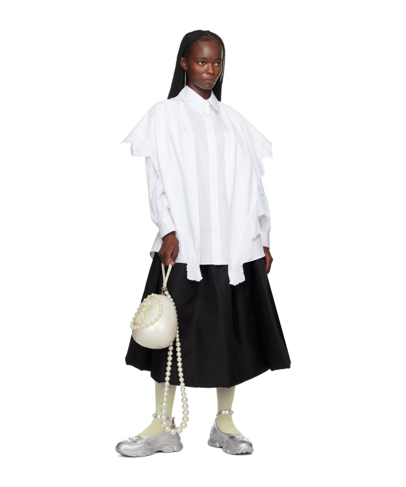 Simone Rocha White Pointed Collar Shirt In White