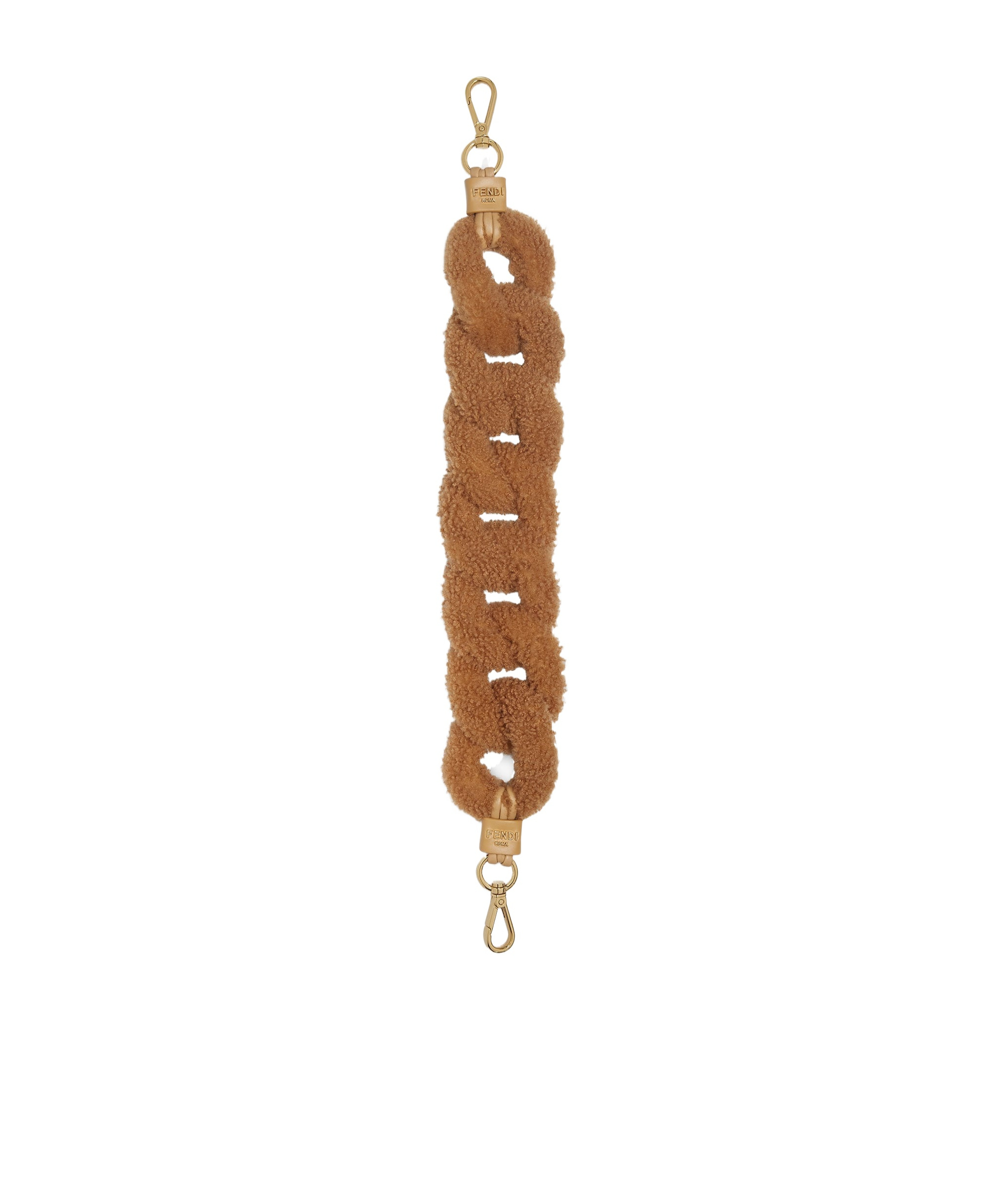 Shop Fendi Beige Sheepskin Shoulder Strap In Light Brown