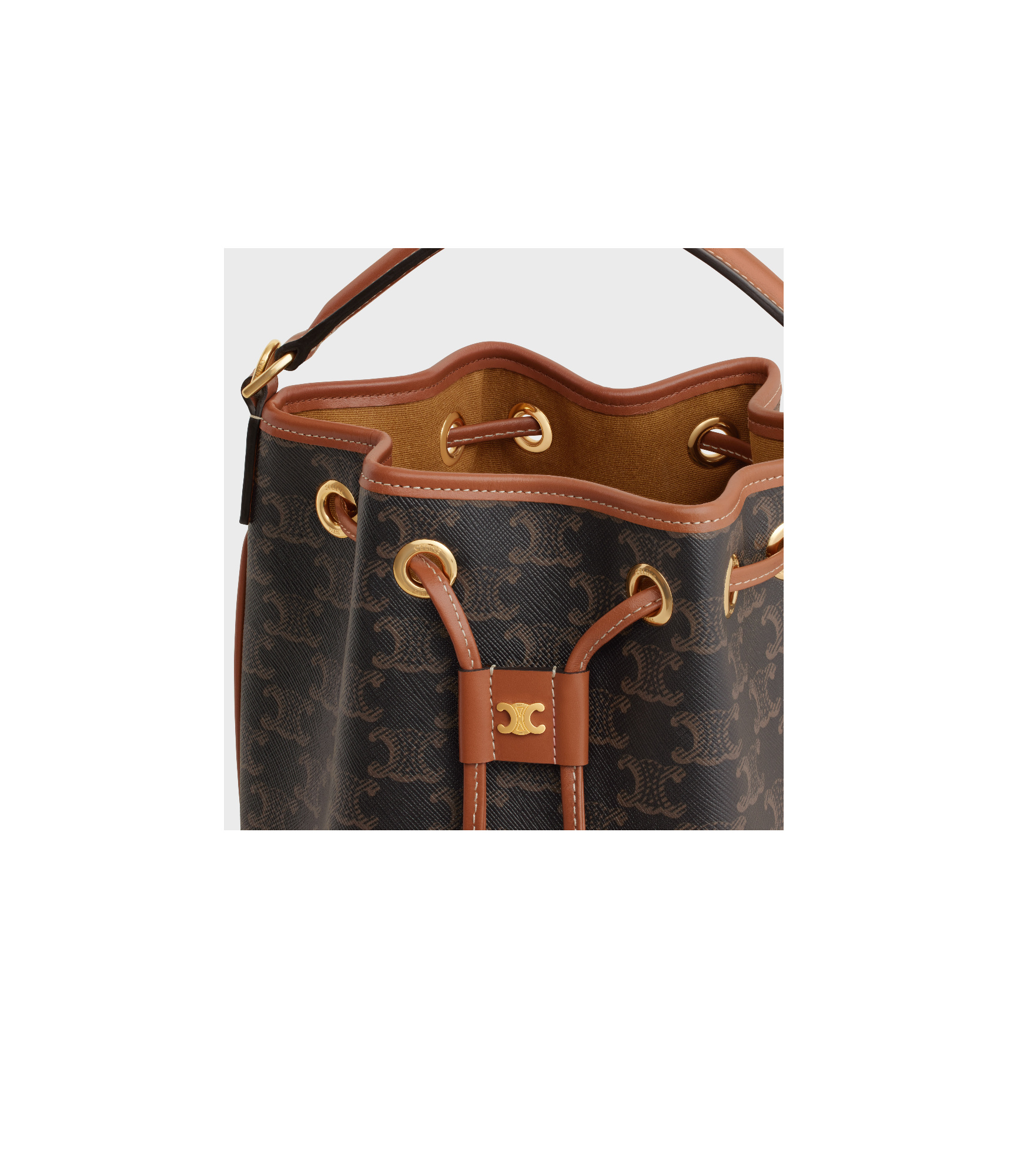 Celine Clara Drawstring Shoulder Bag In Brown