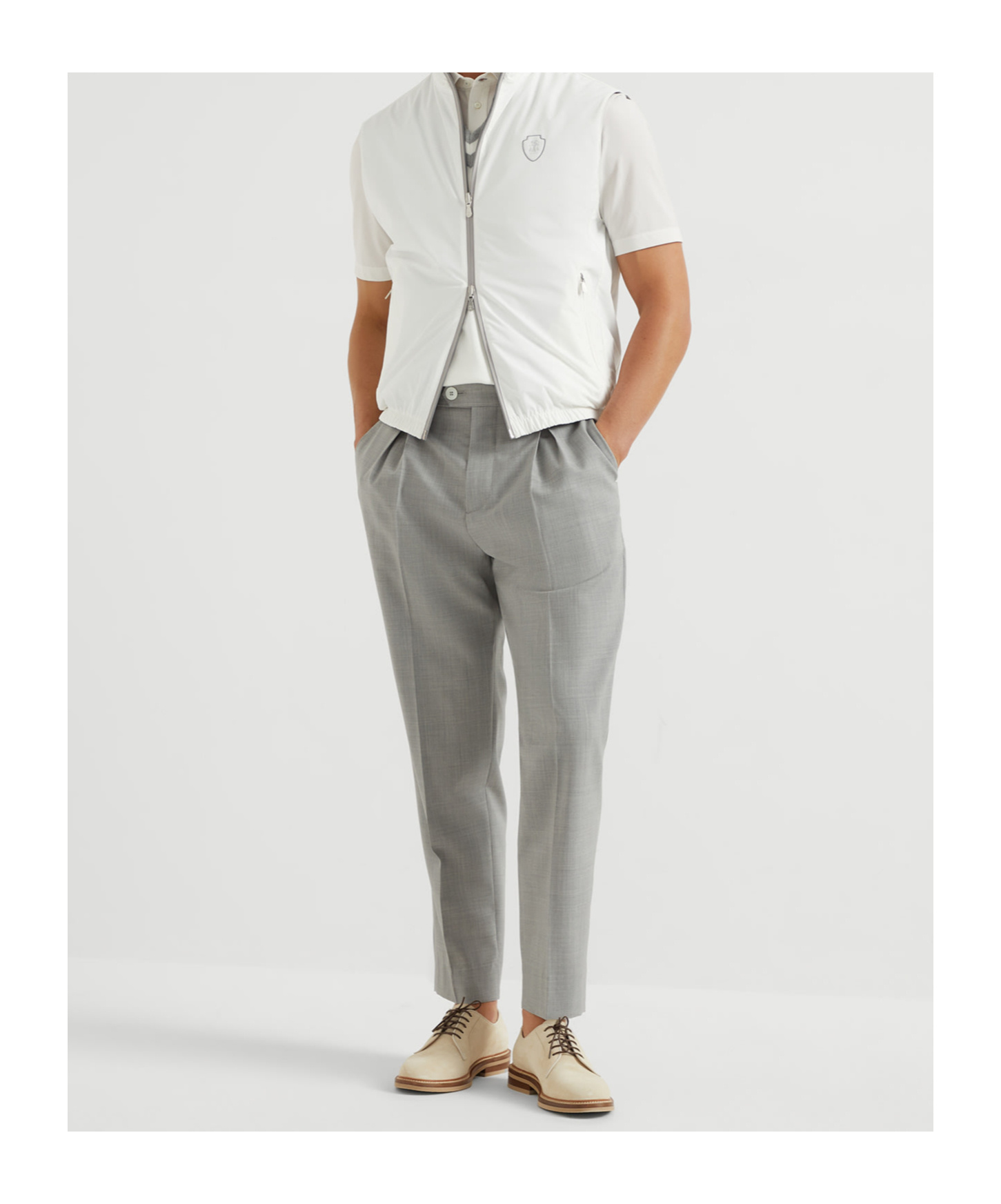 Brunello Cucinelli Belt Loops Slacks In Gray