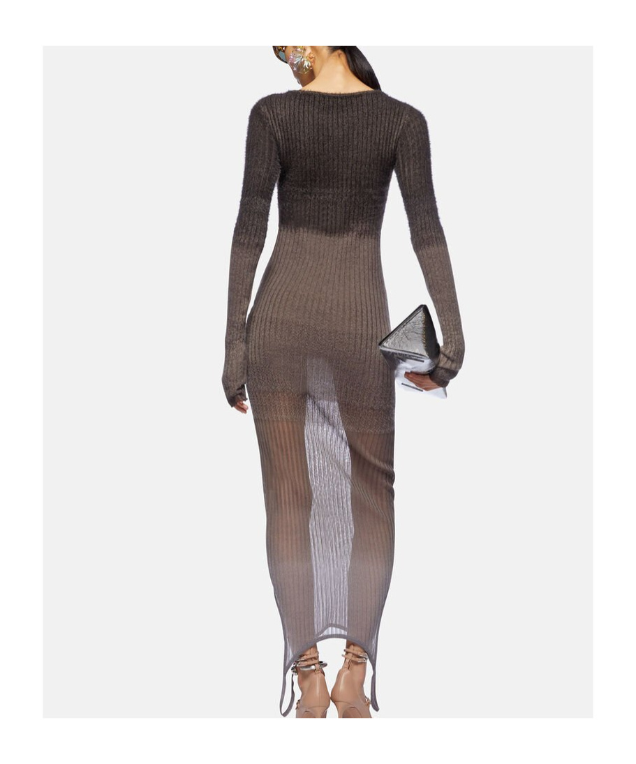 Attico Gradient Effect Ribbed Bodycon Dress In Brown