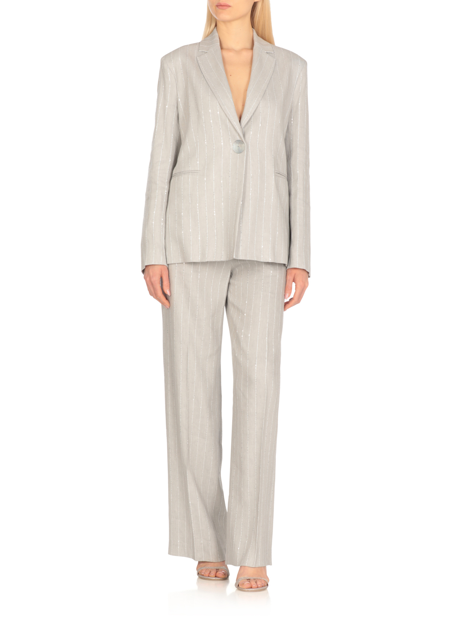 Antonelli Grey Viscose And Linen Gaia Jacket In Gray