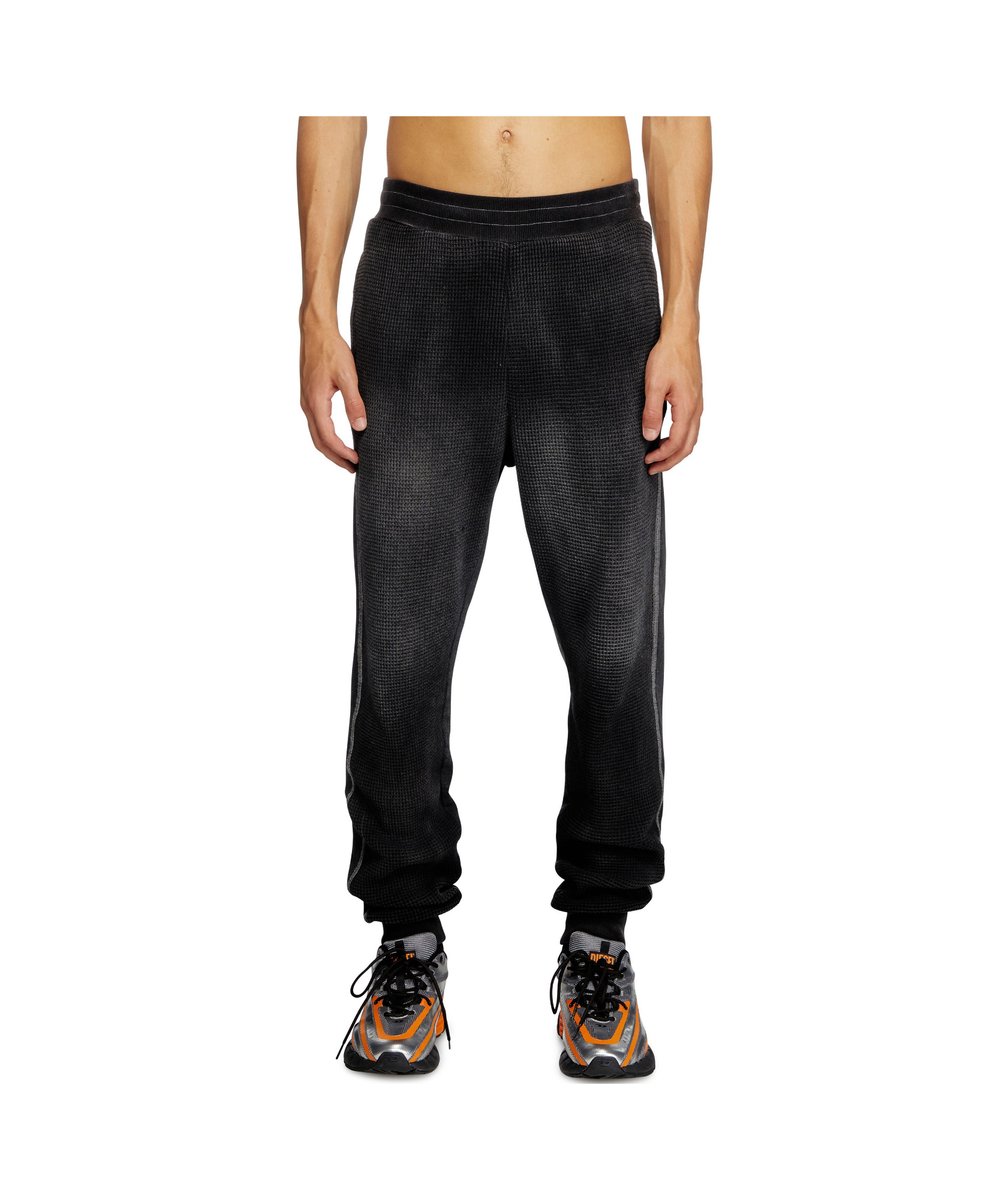 Diesel Elastic Waist Track Pants In Black