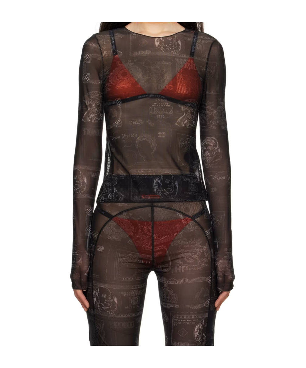 Heron Preston Semi-sheer Long-sleeve Top In Black