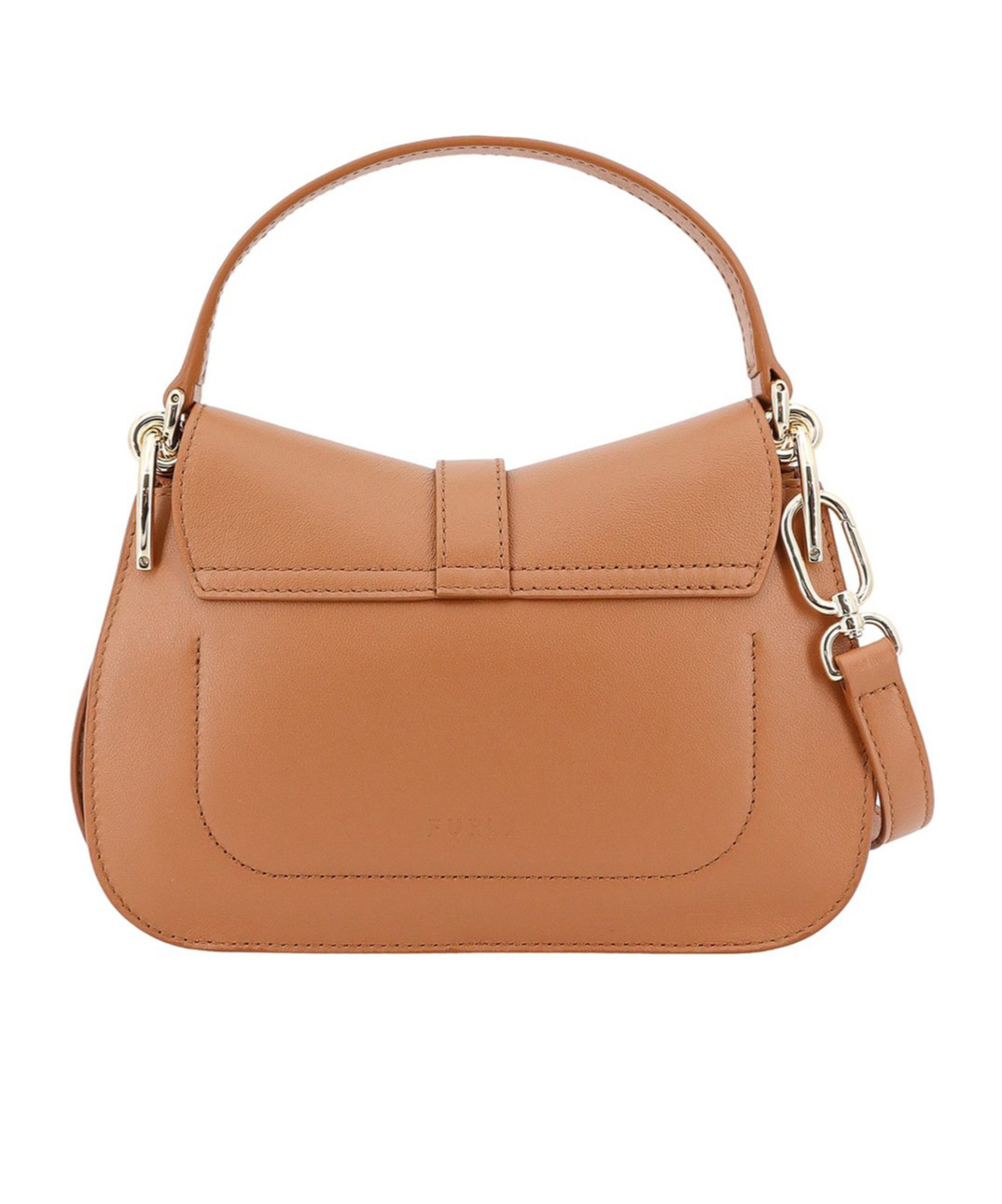 Furla Leather Handbag With Metal Arco Logo In Brown
