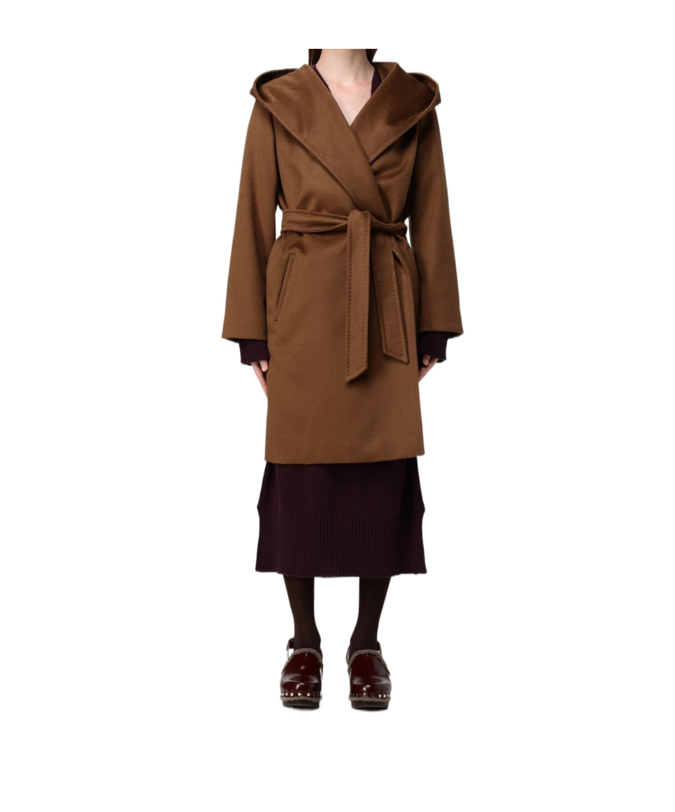 Max Mara Long-sleeved Coat In Brown