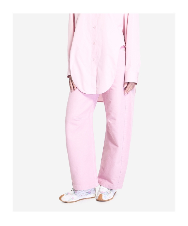 Loewe Barrel Pleated Wide-leg Ankle Trousers In Pink
