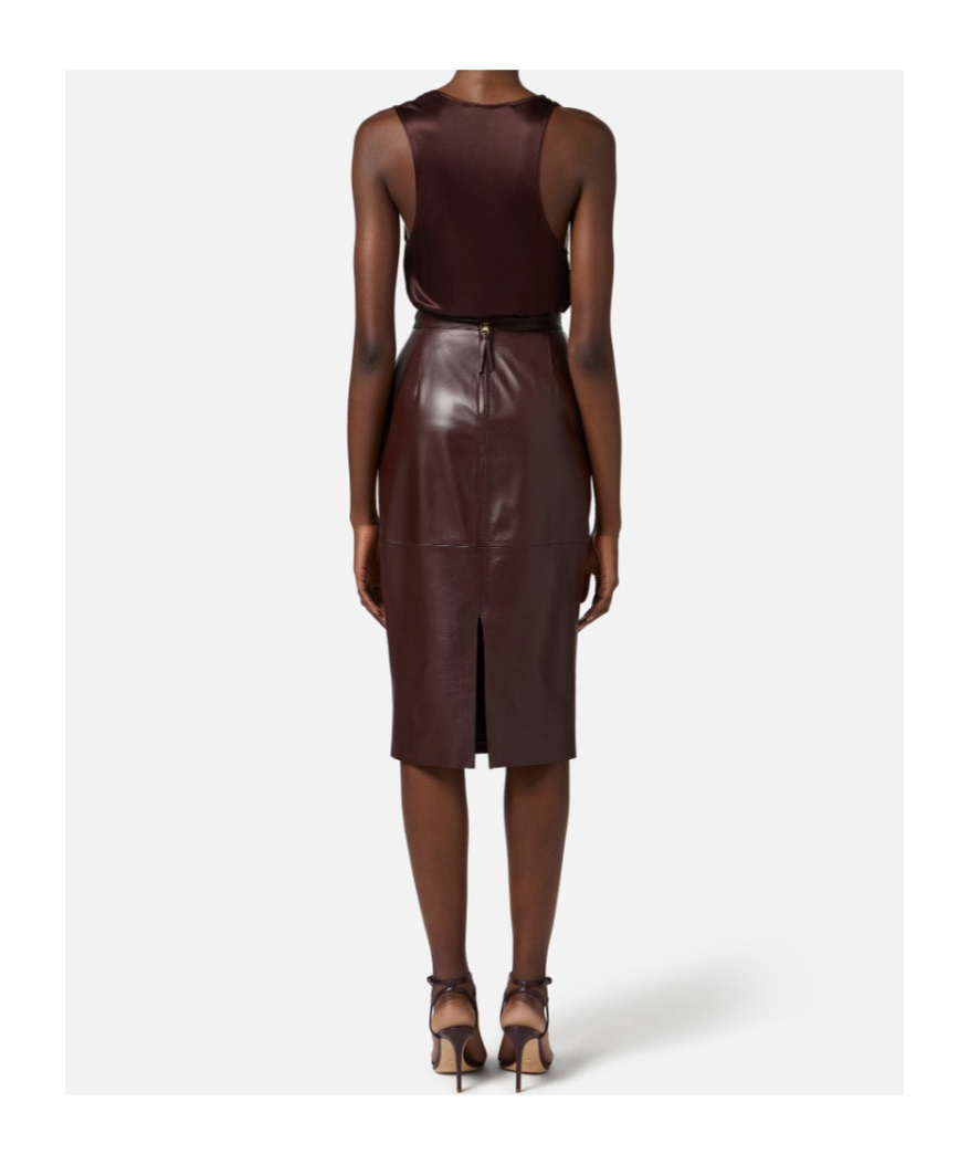 Elisabetta Franchi Zippered Skirt In Brown