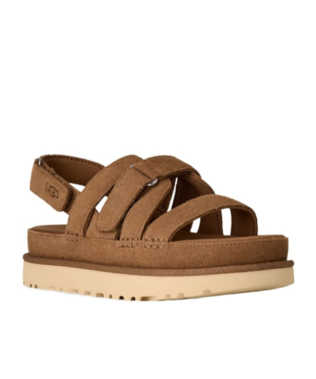 Ugg Goldenstar Flat Slingback Suede Sandals In Brown