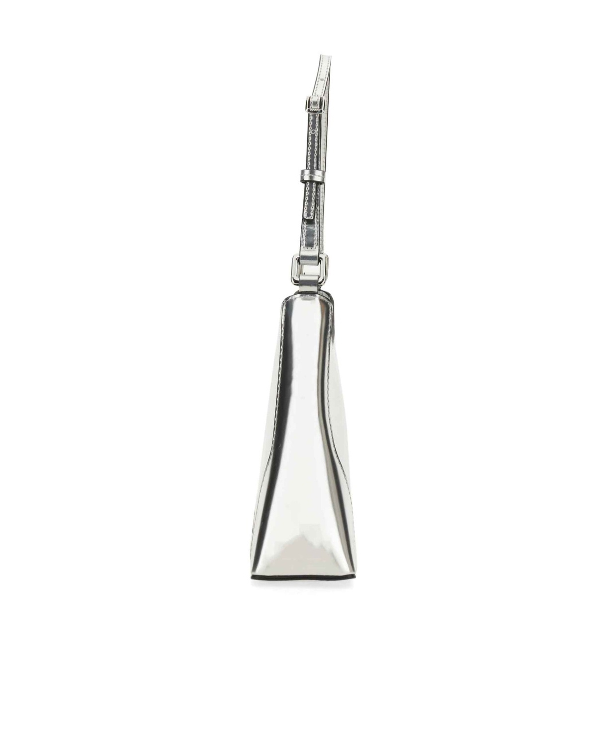 Staud Linda Metallic Zipped Shoulder Bag In Silver