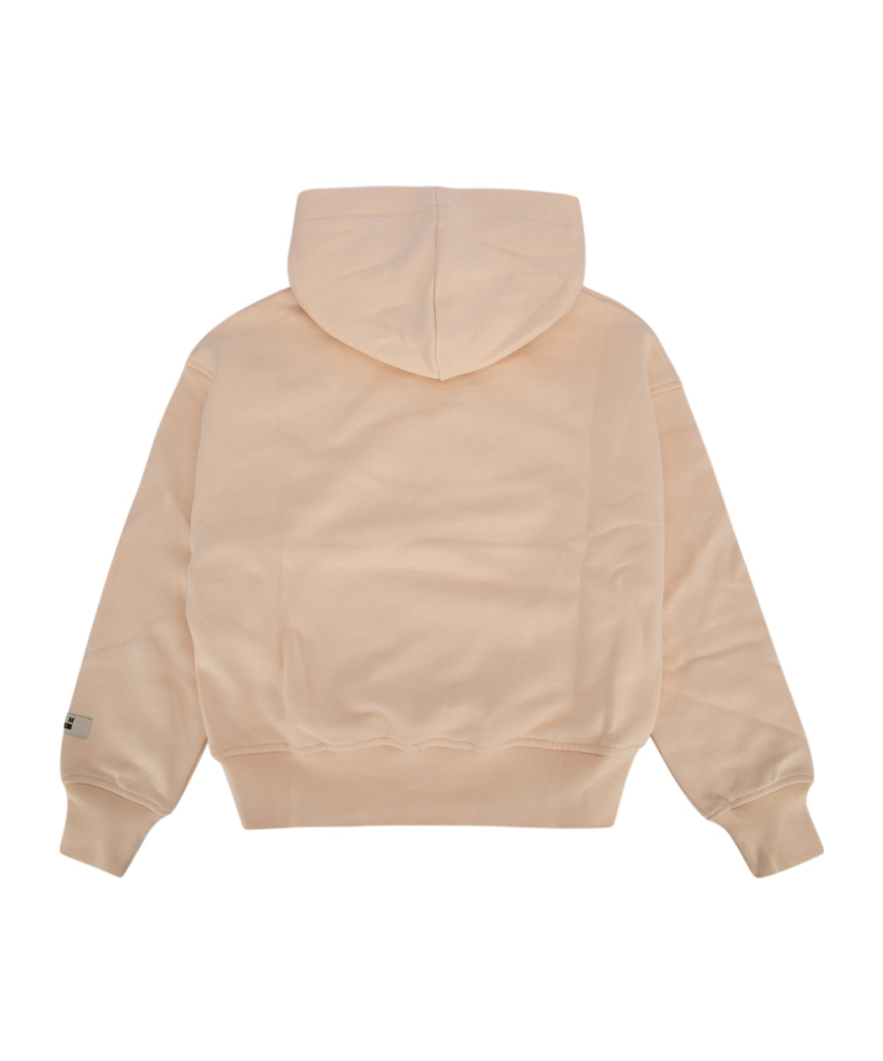 Msgm Logo-print Cotton Hoodie In Nude