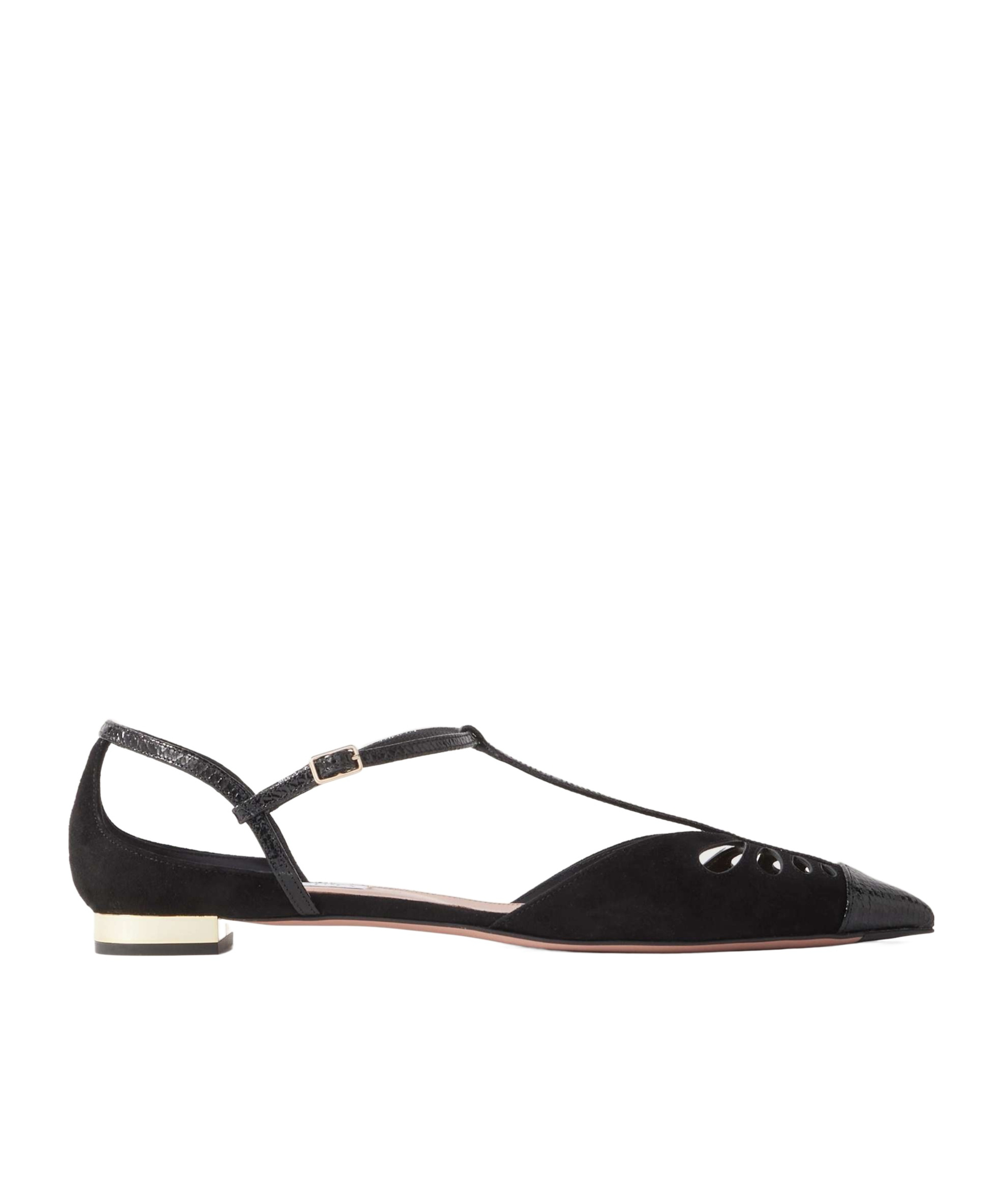 Aquazzura Suede Camille Flats In Black