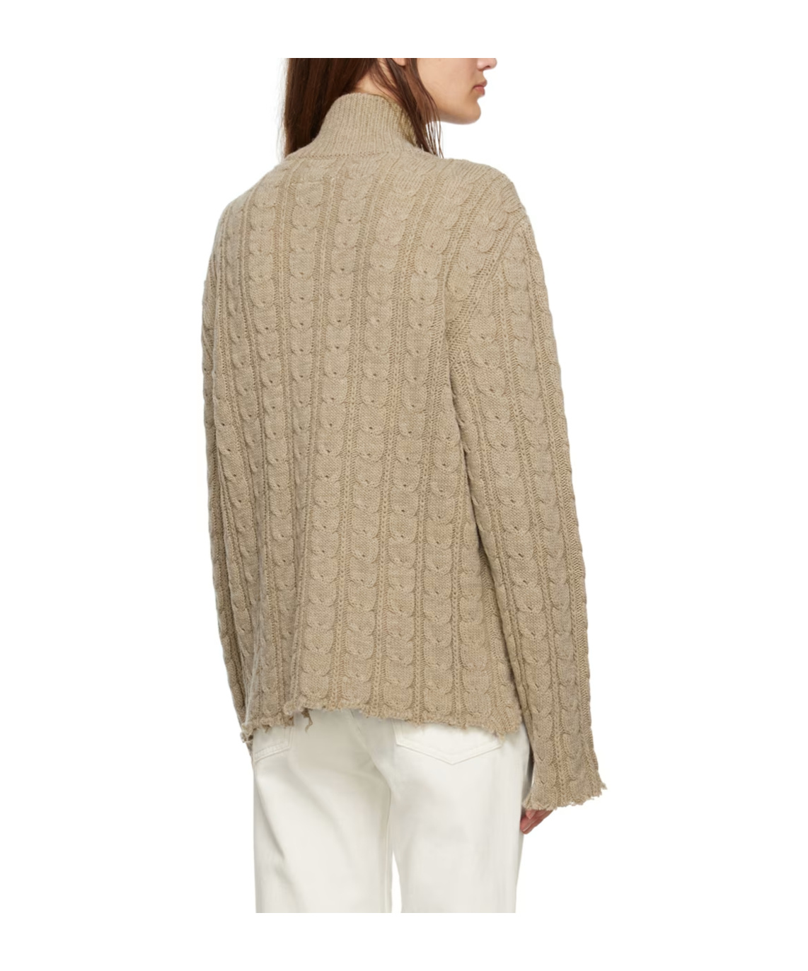 Shop Mm6 Maison Margiela Make An Old High-necked Sweater In Nude