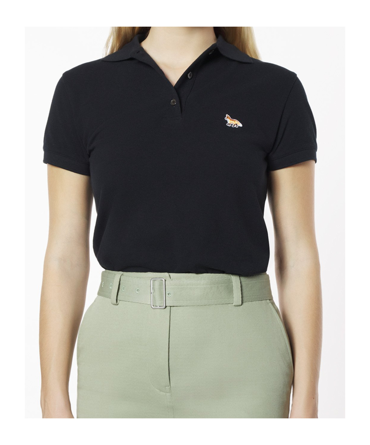 Shop Maison Kitsuné Baby Fox Patch Regular Polo In Black