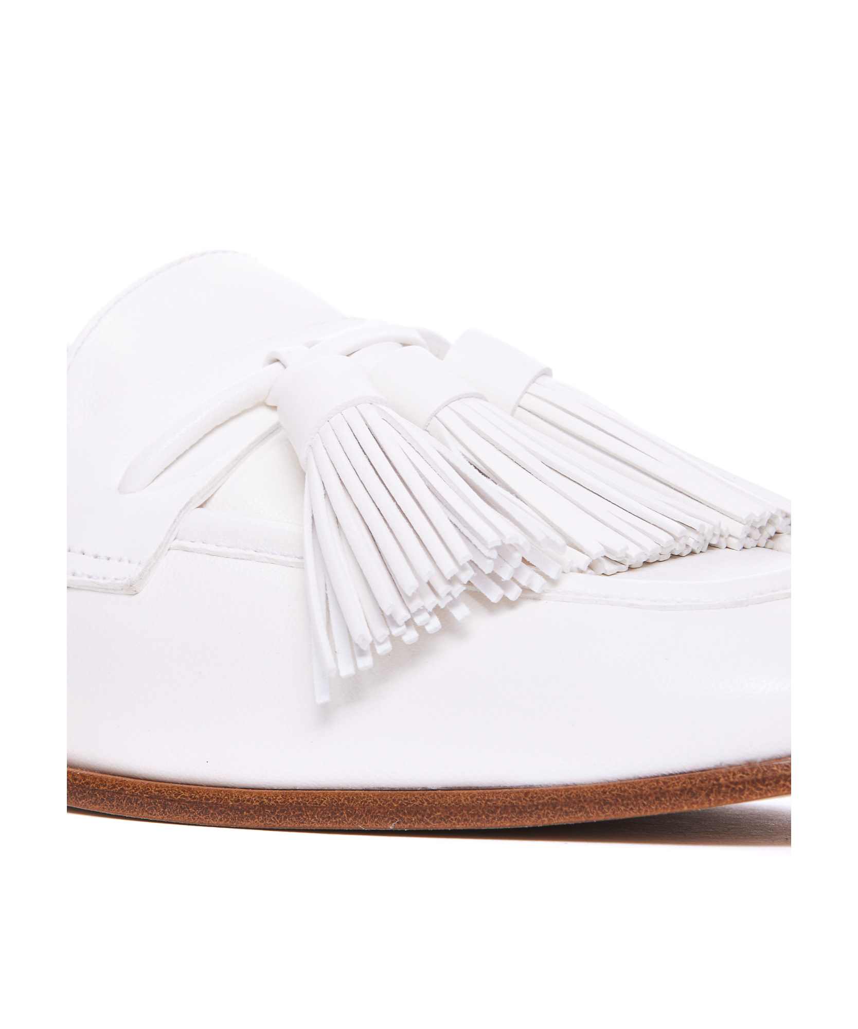 Stuart Weitzman Tassel Detailed Slip-on Loafers In White