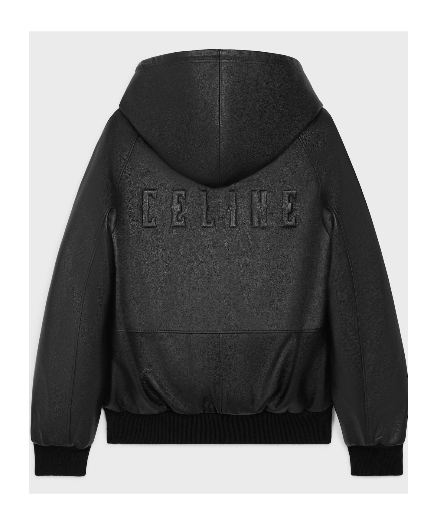 Celine Long-sleeved Leather Jacket In Black
