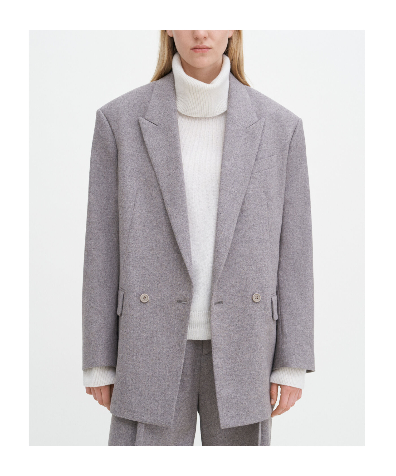 Filippa K Double-breasted Blazer In Gray