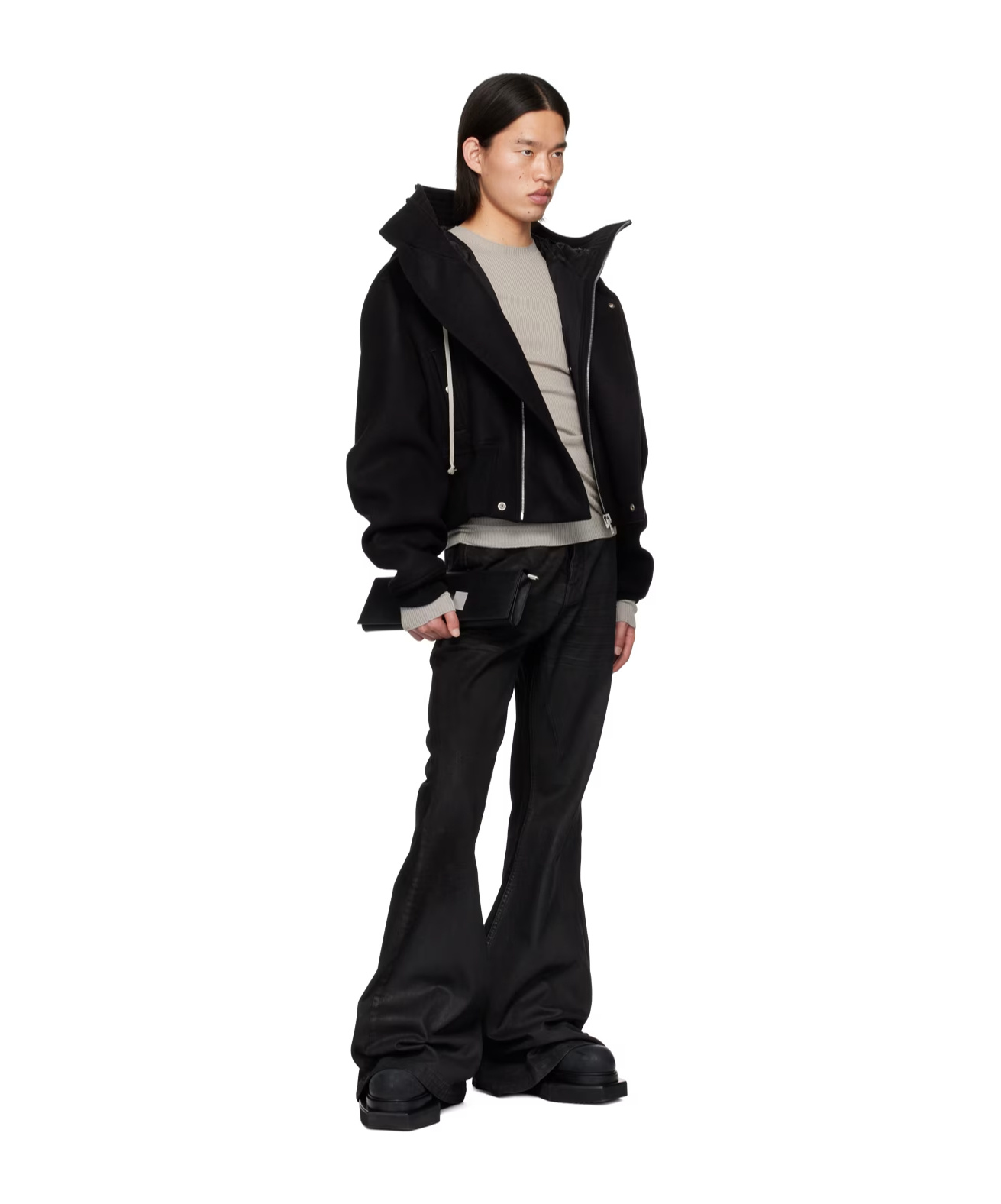 Rick Owens Black Porterville Cropped Alice Bomber Jacket In Black