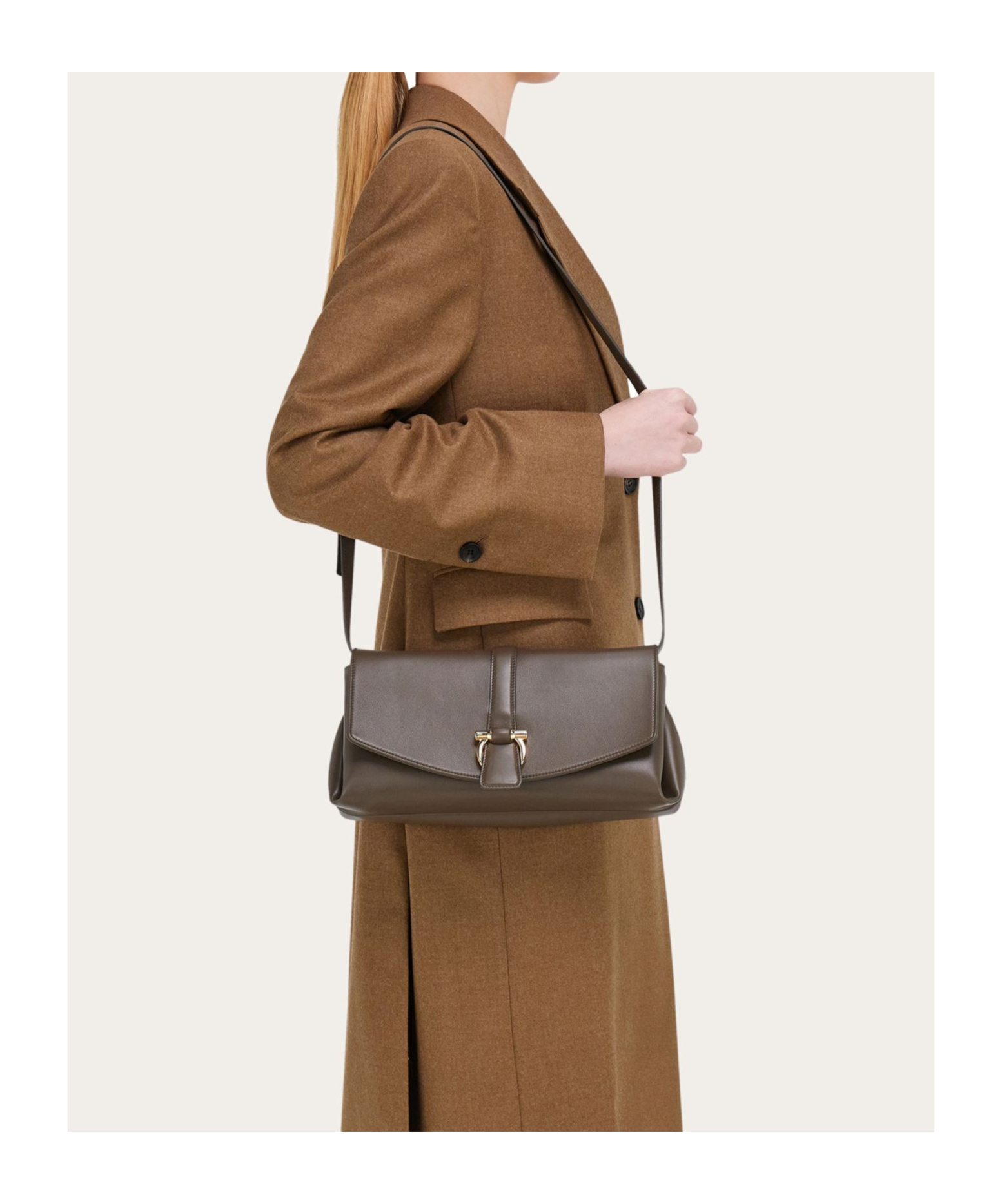 Ferragamo Small Front Flap Crossbody Bag In Gray