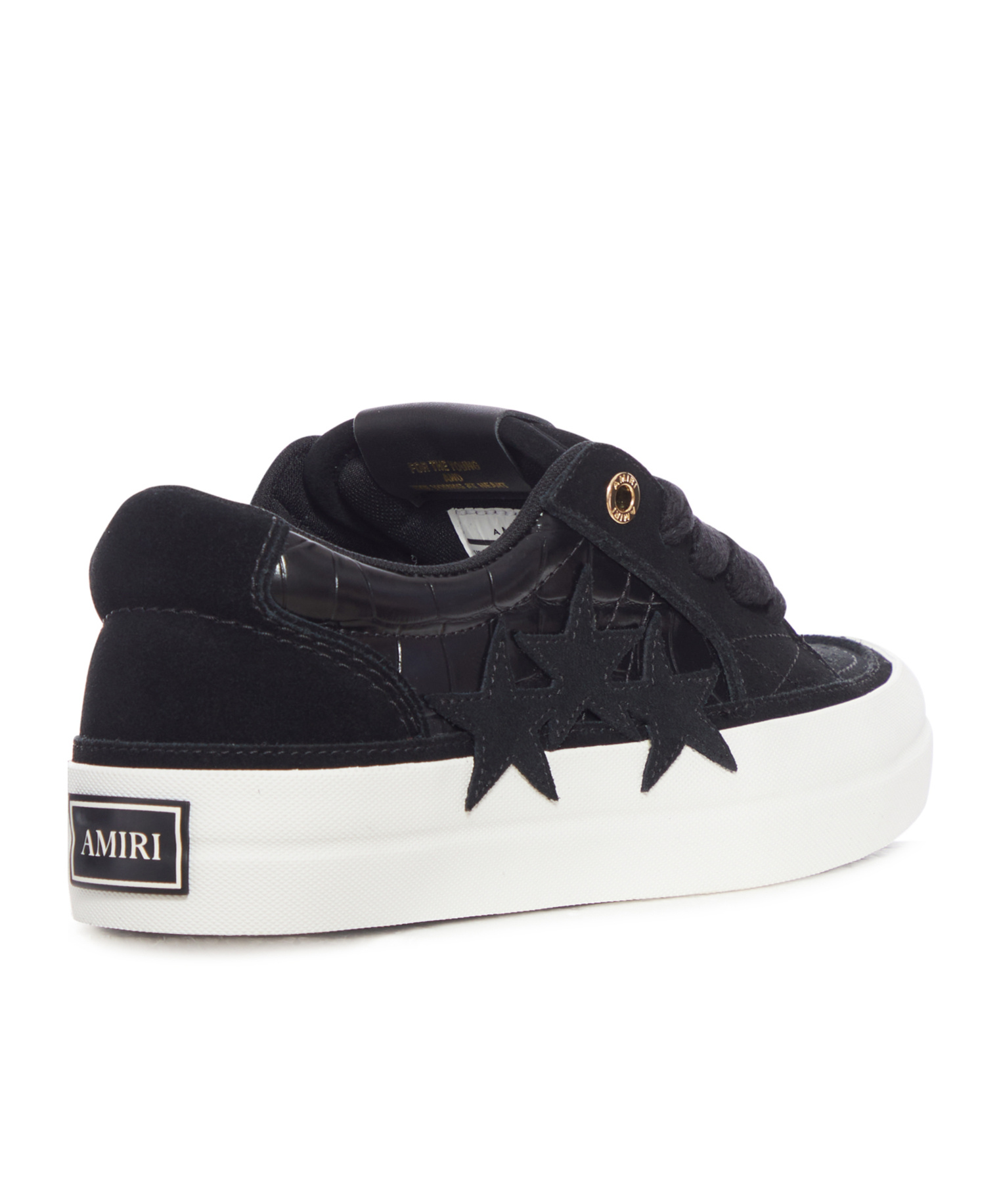 Amiri Sunset Skate Crocodile-effect Suede Sneakers In Black