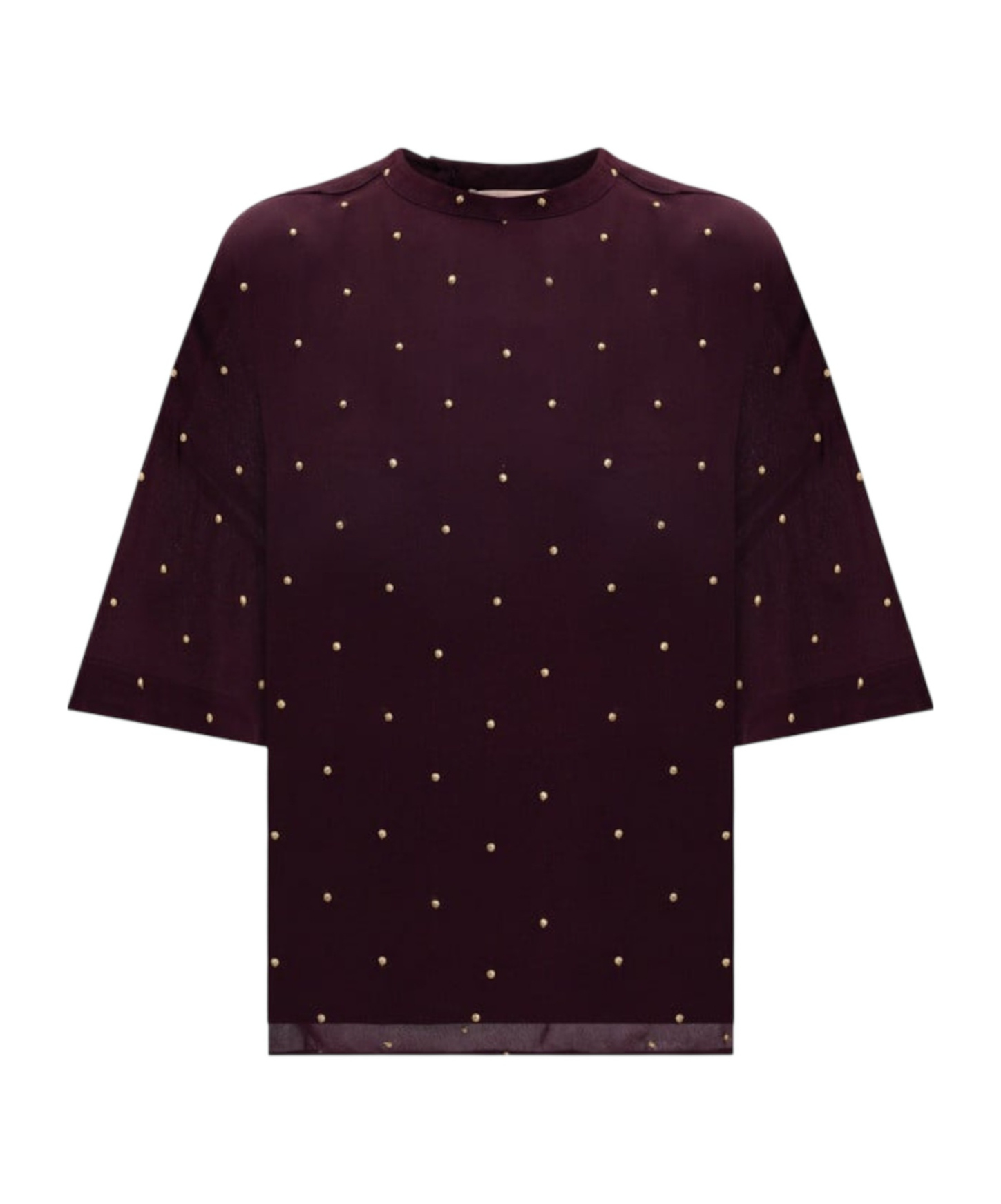 Twinset Loose-fitting Top With High Neckline In Brown